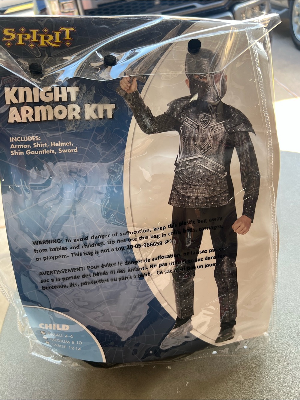 Spirit Boys' Knight Costume in Black and Silver